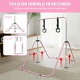 thumbnail image 4 of Multi-Functional Adjustable Height Gymnastic Horizontal Bar,Expandable Gymnastics Bars with Gymnastic Rings, Foldable Steel Structure Training Bar for All Teenagers,Pink, 4 of 7