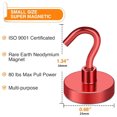thumbnail image 6 of DIYMAG 10 Pcs Magnetic Hooks, 80Lbs Heavy Duty Rare Earth Neodymium Magnetic Hanger for Hardware Tools, Garage, Office, Kitchen (Red), 6 of 6