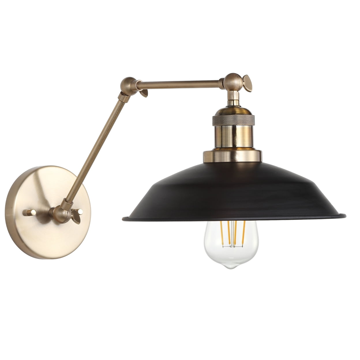 Safavieh Kingston Adjustable Classic Wall Sconce, Brass Gold/Black