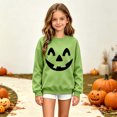 thumbnail image 5 of fnnxnal Girls Hall-oween Sweatshirt, Mint Green Pumpkin Face Crewneck Pullover for Kids 2-13 Years,Size 2-3 T, 5 of 8