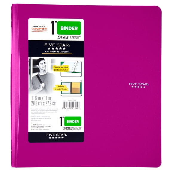 Five Star 1 Inch Poly Binder, Purple, 1 Count