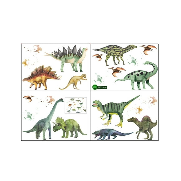 4-Piece Set 3d Dinosaur Wall Stickers Home Decor Cartoon Dinosaur Wall Triceratops Apatosaurus Maiasaura Stegosaurus for Boy's Room Playroom Bedroom Window Wall