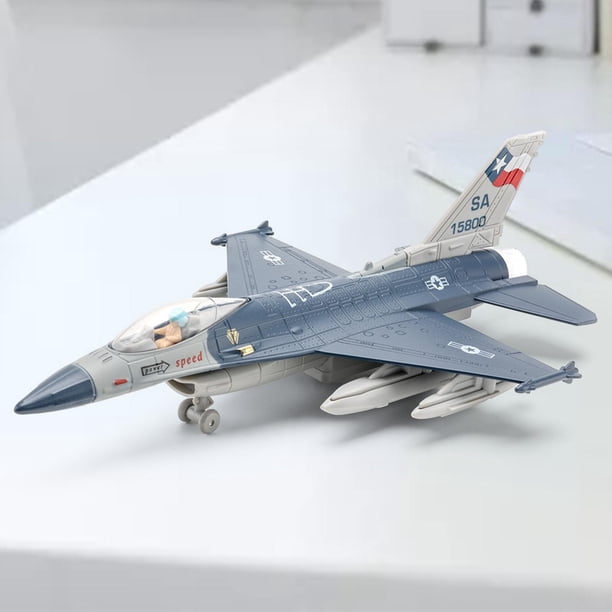 Milaget Avion de Chasse Lourd en Alliage Moulé sous Pression à Rétrofriction avec Lumière LED et Son American Airlines avec Support Détachable Objets de Collection Noir