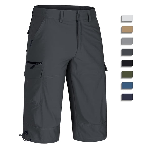 TACVASEN Men's Cargo Shorts Quick Dry Water Resistant Summer Capri Shorts for Outdoor Hiking Fishing Casual, Dark Gray, 36