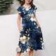 thumbnail image 5 of Vestido de Verano de Manga Corta Niñas Estampado Floral de Bolsillo con Ruffles Cuello Redondo Vestido de Fiesta Casual, Vestido de Manga Corta con Bolsillos, 5 of 5