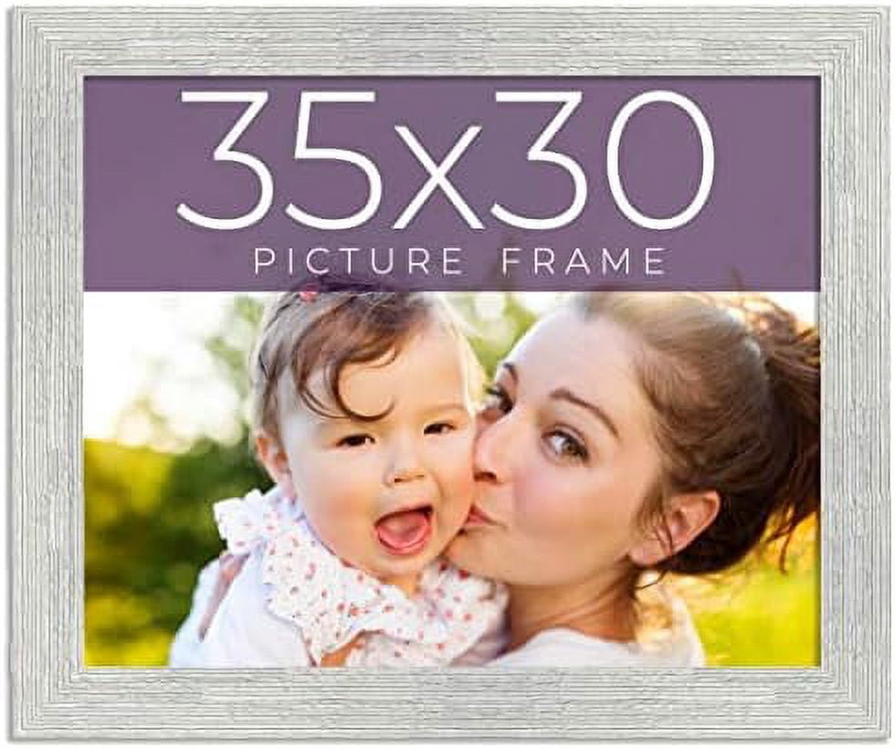 35X30 Frame Barnwood White Solid Wood Picture Frame Width 1.5 Inches ...