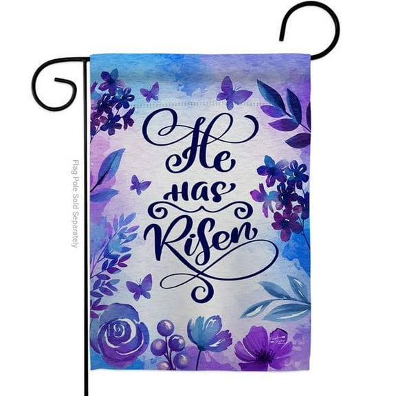 Angeleno Heritage G135414-BO He has Risen Religious Faith Double-Sided Decorative Garden Flag, Multi Color