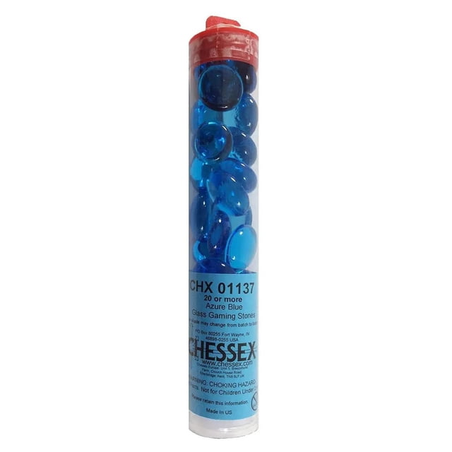 Piedras de juego de cristal Chessex Azure Blue (20) para mostradores