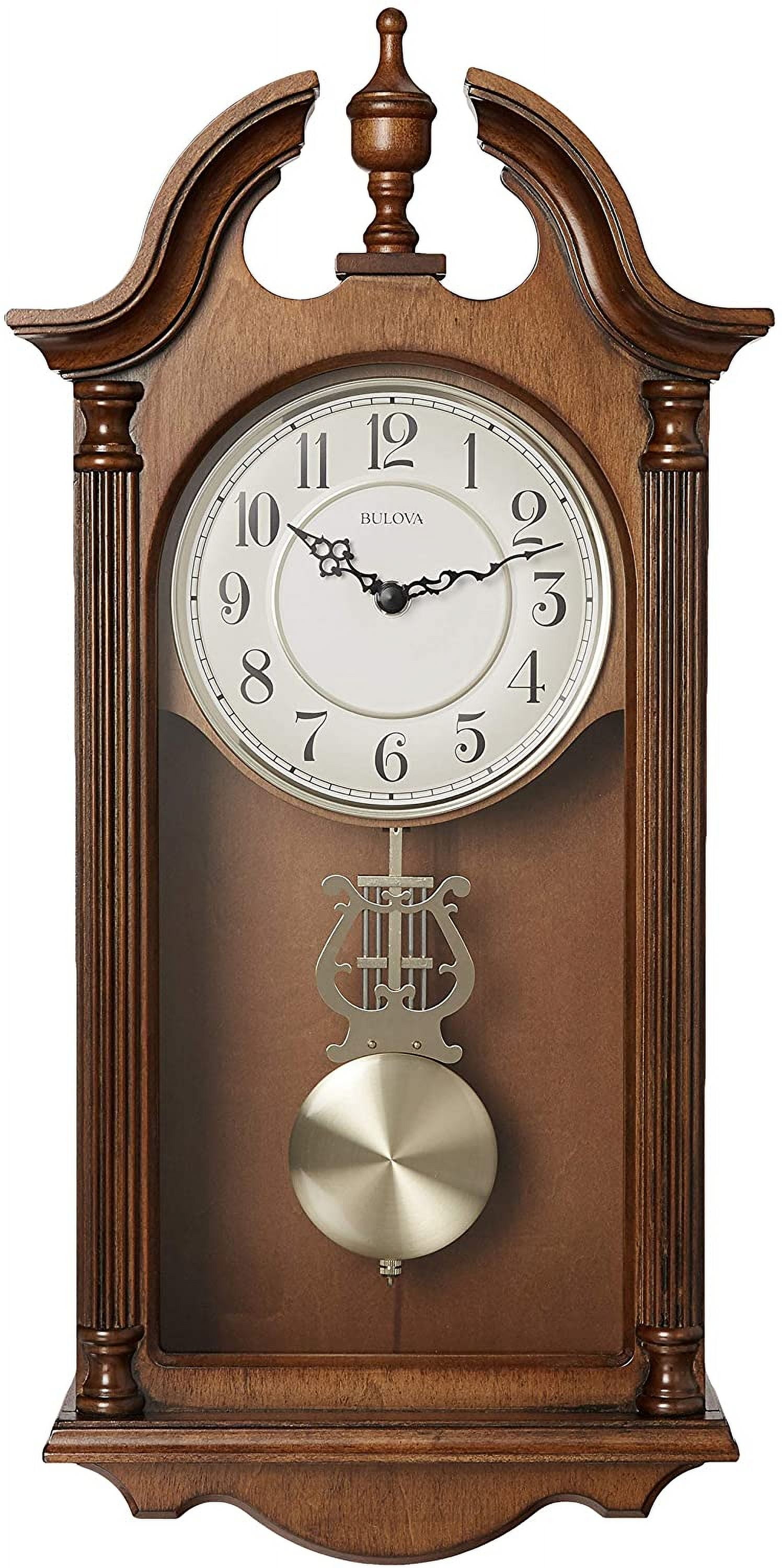 Bulova Clocks C1517 Saybrook Striking 3 Melody Option Chiming Wood Wall Clock
