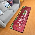 thumbnail image 3 of SKYSONIC 2'X6' Merry Christmas Red Runner Rug with Rubber Backing, New Years Bell Non Slip Entryway Rug Runner Washable Soft Area Rug Carpet for Hallway Bedroom Kitchen Decor, 3 of 6
