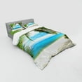 thumbnail image 3 of Ocean Duvet Cover Set, Shadow Shade of a Coconut Palm Tree on White Sandy Seashore Image, Bedding Set with Shams and Fitted Sheet, 3 Sizes, by Ambesonne, 3 of 3