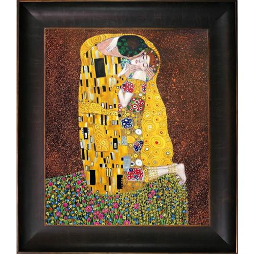 La Pastiche  Gustav Klimt 'The Kiss (Full View)' Hand Painted Oil Reproduction