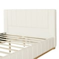 thumbnail image 5 of Christopher Knight Home Modern Queen Bed Frame with Elegant Striped Fabric Upholstered, Beige, 5 of 10