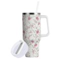 thumbnail image 2 of 40 oz Tumbler With Handle Stainless Steel Insulated Tumbler With Lid for Car Cup Holder Small Pink Floral Pattern, 2 of 9