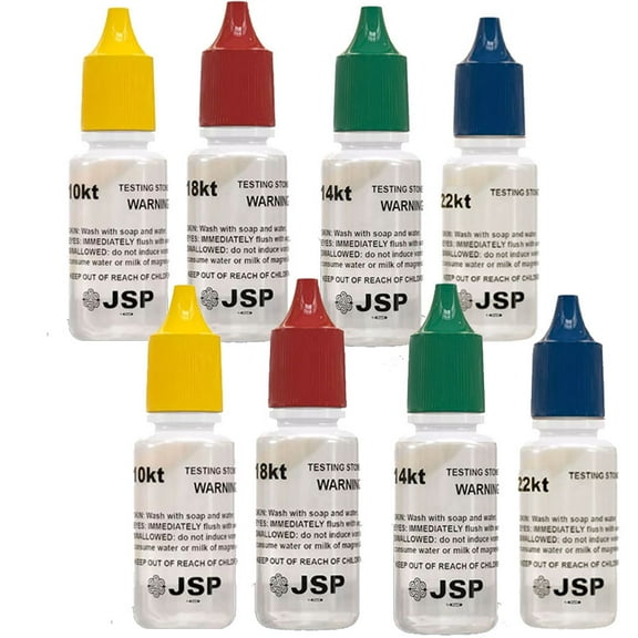 8 PC Fresh Gold Testing Jewelry Kit 2x10K 2x14K 2x18K 2x22K Test Authenticity