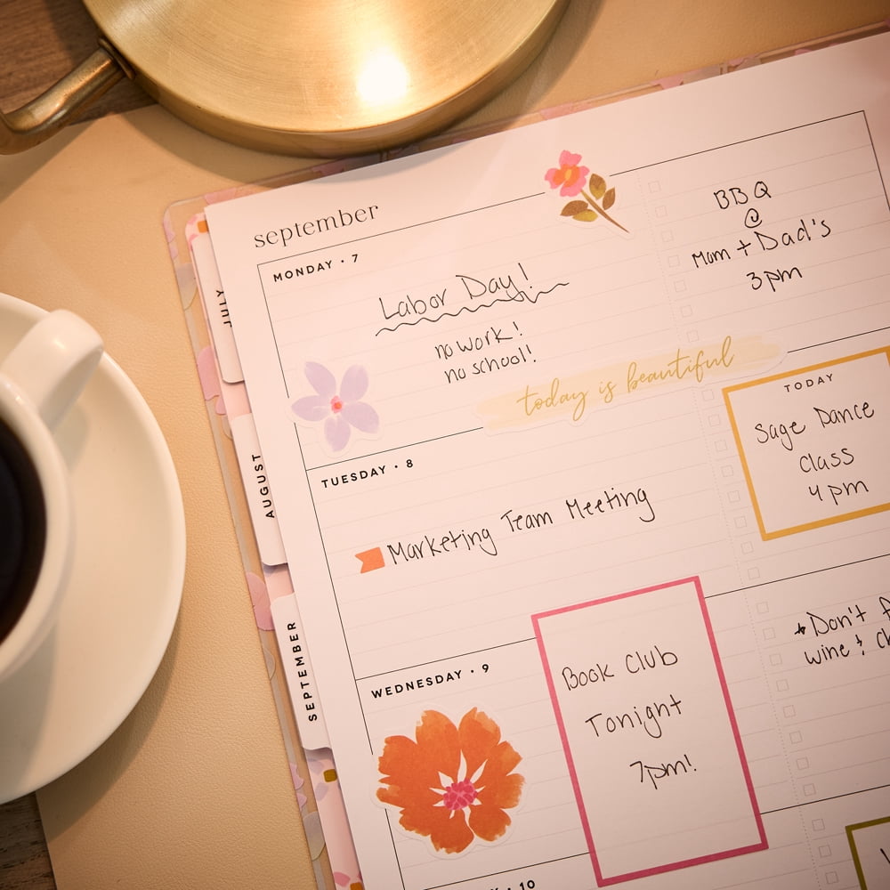 Happy Planner Sunshine Blooms Dated 12-Month Planner, July 2026 – June 2027, Big Size, Horizontal Layout, Disc-Bound, 3 Bonus Months, 2 Sticker Sheets, 8.5" x 11"
