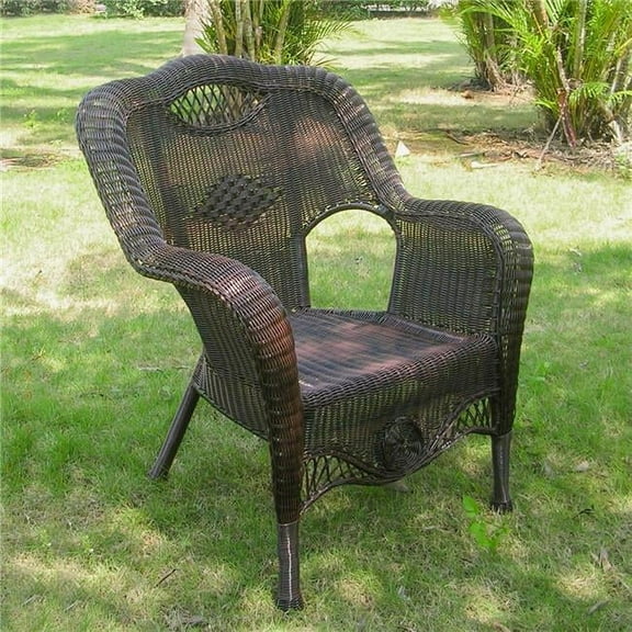 Riviera Resin Wicker & Aluminum Outdoor Dining Chair, Antique Pecan