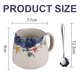 thumbnail image 3 of Taza Taza de leche de cerámica con tapa y cuchara, taza de café con tapa, taza de capuchino de cerámica gruesa 400 ml, taza japonesa taza de agua pintada a mano bajo vidriado taza de desayuno grande, 3 of 6