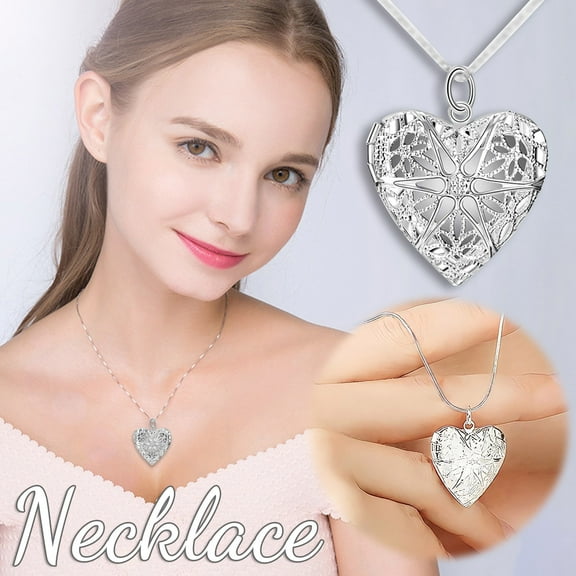 Latrodar Women Heart Necklace Unique Gift Party To My Daughter Mom Heart Necklace Silver