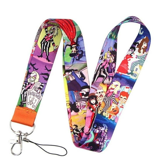 Classic Horror Beetlejuice Themed Lanyard ID Holder Keychain