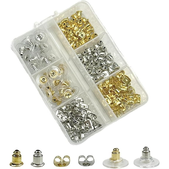 Earring Backs - 6 Styles, 170 Pcs, Hypoallergenic Metal, Bullet Shape Safety Earring Backs Replacements for Studs, Hoops