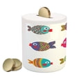thumbnail image 2 of Ethnic Piggy Bank, Boho Featured Ornate Fishes Gills Under the Sea Theme, Ceramic Coin Bank Money Box for Cash Saving, 3.6" X 3.2", Multicolor, by Ambesonne, 2 of 4