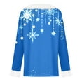 thumbnail image 5 of Qwertyu Plus Size Women's Christmas Shirts Long Sleeve Holiday Shirt Fashion Xmas Tree Graphic Blouses Elegant Faux Fur V Neck Tops Christmas Gifts for Women Blue 3XL, 5 of 6