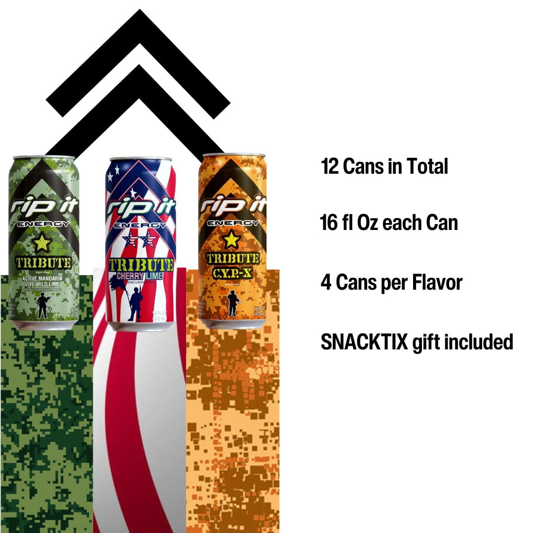 Rip It Energy Drink Variety Pack - 12 Cans of 16 fl oz Each - Assorted Flavors for an Energy Rush - (TRIBUTE)