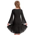 thumbnail image 5 of IBTOM CASTLE Teen Girls Dress Graduation Dress for Girls Long Bell Sleeve Mermaid Hem Prom Bodycon Dress With Shorts Bowknot Slim Fit Dresses Homecoming Birthday Outfit 9-10 Years Black, 5 of 7