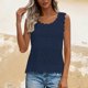 thumbnail image 4 of Camisola Beige Tops para las Mujeres Encaje Punto sin Mangas con Nervaduras Relajado Ajuste, Tela Abierta Sólida, Escote Escarpado / Doblado, 4 of 8