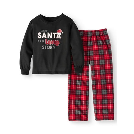 Plaid Flannel Pajama Top - Family PJs Holiday Family Sleep Plaid Santa Pajamas, 2-piece Set (Toddler Boys)