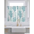 thumbnail image 2 of Tier Curtains 45 Inches Long, Teal Grey Coral Coastal Window Treatment Curtain Drapes, Summer Beach Seaside Nautical Small Curtain Drapes for Bathroom Laundry Room, 27.5"x45", 2 Panels, 2 of 7