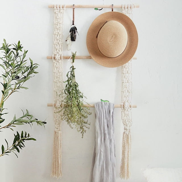 Household Pendant Under $10 Ladder Hand Towel Rack For Bathroom Blanket Ladders For The Living Room Hanging Blanket Ladder Rustic Decorative Ladder For Blankets Whitewashed Towel Ladder