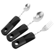 3 Pcs Dinnerware Elderly Adaptive Stainless Steel Serving Utensils Bendable Cutlery Parkinsons Meal Fork Teaspoon