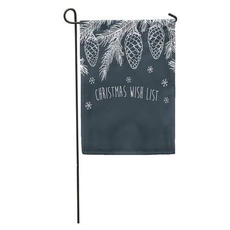 SIDONKU Christmas Wish List Merry Happy New Year Winter Pine Branches Garden Flag Decorative Flag House Banner 28x40 inch