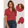 thumbnail image 2 of DARING DIVA Women's V Neck Notch Lapel Collar Shirt Blouses S Red, 2 of 6