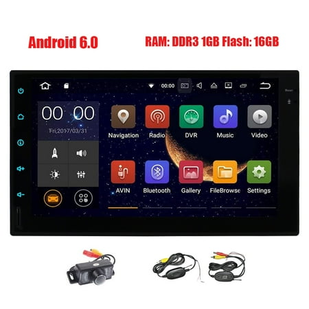 Free Wireless Backup Camera Included! Eincar Car Stereo Double Din Android 6.0 Marshmallow 7 Inch Touch Screen In Dash GPS Navigation Car Radio Support SWC, Phone Link, Bluetooth, DAB+, 1080P HD