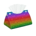 thumbnail image 2 of Lsque Rainbow Glitter Printed Long Tissue Box Cover Holder, Facial Paper Organizer Dispenser,Triangle with Bottom Belt, PVC Leather Decorative Organizer, 2 of 9