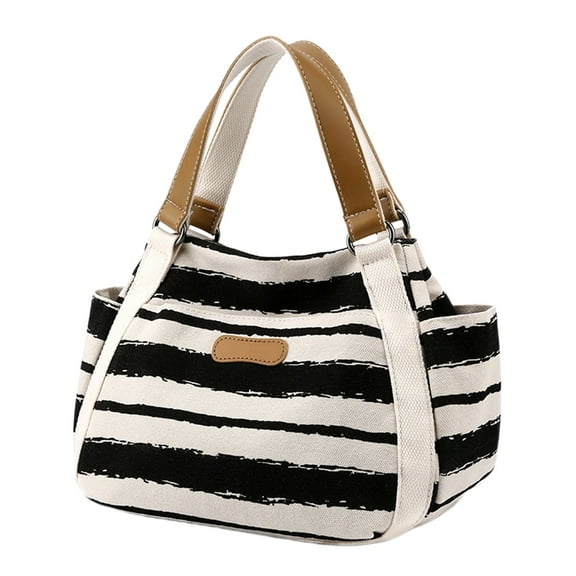 Faraee Women Canvas Tote Bag Fashion Lunch Box Makeup Casual Travel Handbag Reusable Satchel Black