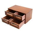 thumbnail image 3 of 2 Tier Retro Desktop Organizer Cabinet Home Office Wooden Storage Box with 4x Drawers, 3 of 15