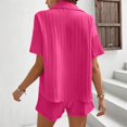 thumbnail image 7 of Short Sets for Women 2 Piece Sets Button Down Shirt Casual Loose Shorts Spring Cute Outfits, 7 of 7