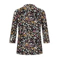 thumbnail image 5 of CLOISE Womens 3/4 Sleeve Tops Shirts Ruched Loose Floral V Neck Pullover Pleated Button Trendy Fall Clothes Brown L, 5 of 6