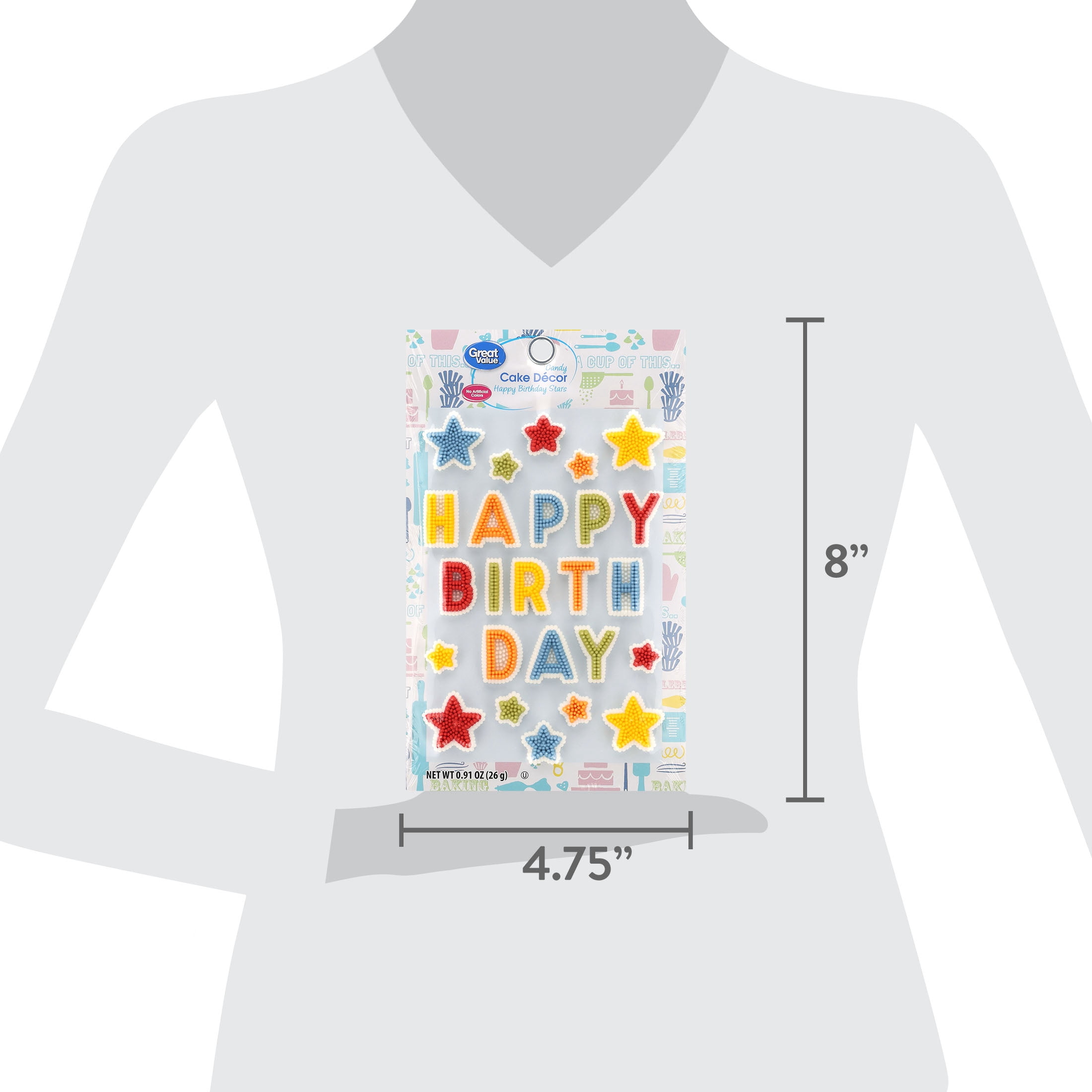 Great Value Candy Cake Decor, Happy Birthday Stars, 0.91 oz