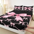 thumbnail image 3 of jejeloiu Pink Black Twin Sheet Sets,Cartoon Bowknot Bowtie Bedding For Girl 3-Piece, 3 of 7