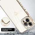 thumbnail image 4 of Compatible with iPhone 14 Pro Max 6.7 Inch for Women Girls Luxury Plating Love Heart Cute Phone Cover Slim Soft TPU Shockproof Anti-Scratch Case for iPhone 14 Pro Max-White, 4 of 10