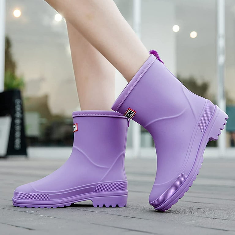 Mid Calf Rain Boots for Women Waterproof Garden Shoes Anti Slip