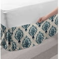 thumbnail image 2 of Damask Bed Skirt, Nostalgia Themed Composition with Baroque Blooms and Hand Writing Backdrop, Elastic Bedskirt Dust Ruffle Wrap Around for Bedding Decor, 4 Sizes, Tan Petrol Blue, by Ambesonne, 2 of 2