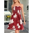 thumbnail image 3 of Vestido CHICGAL sin tirantes, casual de verano, color vino tinto, talla M, 3 of 7