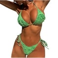 thumbnail image 2 of HUPOM Modest Swimsuits For Women Mid Waist Sheath Bikinis Bikini Beach Bandeau Swimwear Clearance Green size 8, 2 of 6