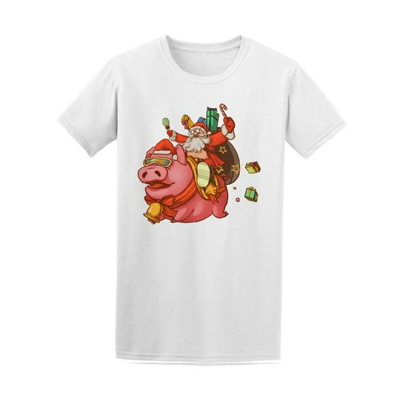 Santa Riding Pig T-Shirt Men -Image by Shutterstock, Male Medium